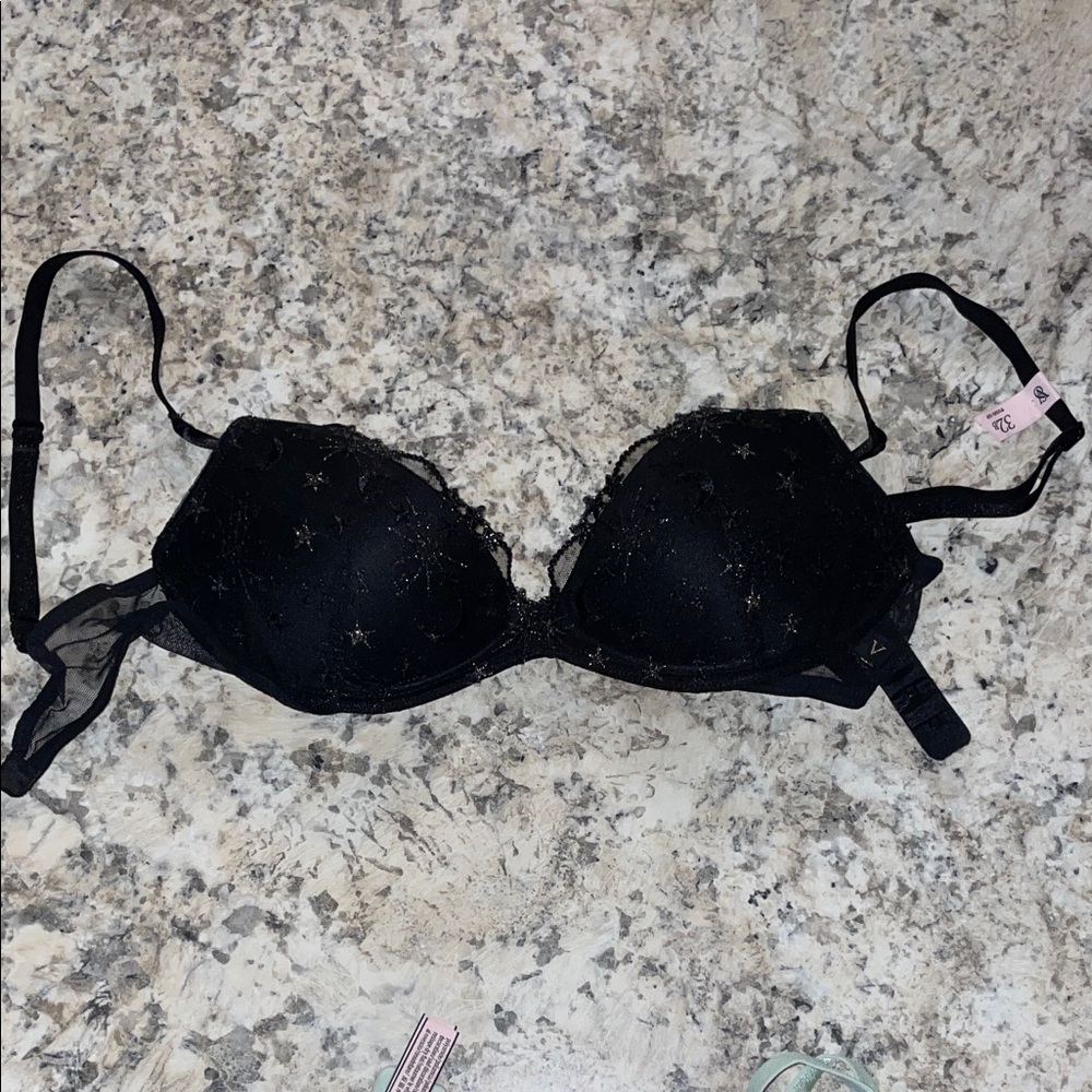 Victoria's Secret Black Bra with Star Accents